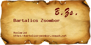 Bartalics Zsombor névjegykártya